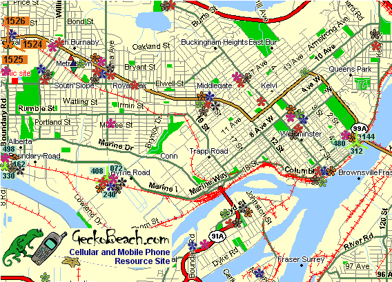 Map Burnaby South and New Westminster