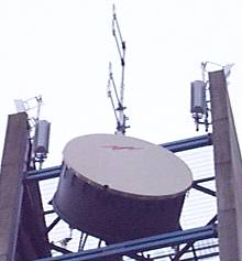 Telus cells on top of microwave tower, Telus building, downtown Victoria